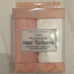 🩷Precision Beauty Pink and White Microfiber Hair Turbans - 2 Pack